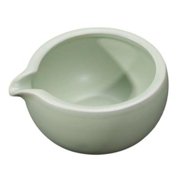 Imagem de WeiLaiKeQi Tigela de cerâmica para mistura de Matcha Chawan decorativa 470ml acessório com bico para cerimônia do chá para Matcha japonês prepare amigos, Verde