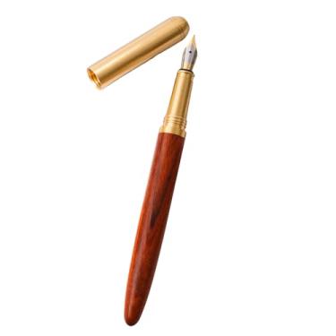 Imagem de Caneta-tinteiro de madeira de bambu com cabo ergonômico e ponta de aço polido, ideal para qualquer escrita de caligrafia, caixa de presente de couro moderna, melhor conjunto de canetas de presente