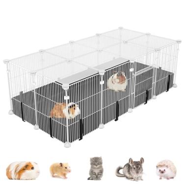 Imagem de Cercado de animais pequenos com tapete impermeável, gaiolas de porquinho da índia, gaiola C & C para hamster, coelho, ouriço, chinchila, furão, cerca de arame de metal portátil para ambientes internos