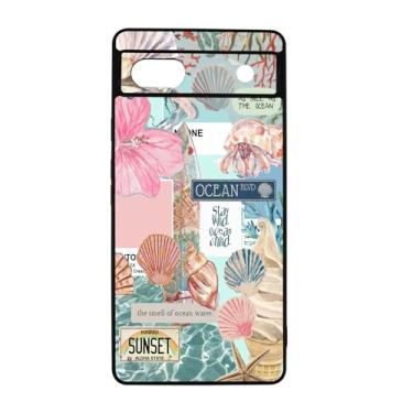 Imagem de qizjio Capa de telefone costeira colagem à prova de choque capa protetora de concha do oceano para Google Pixel 6A