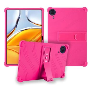 Imagem de Capa para tablet Callsky-Tab Ctab 14 de 14 polegadas, capa protetora de silicone macio, adequada para crianças, capa para tablet com suporte ajustável, 4 cantos espessos à prova de choque, rosa