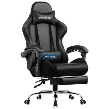 Imagem de Cadeira de Escritório Gamer Reclinável e Ergonômica com Apoio para Lombar, GTPLAYER GT800A Black, Preto