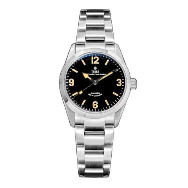 Imagem de FTEOXLC Thorn Relógio de pulso masculino vintage vintage masculino preto com mostrador retrô com bolha de vidro safira PT5000, V 2