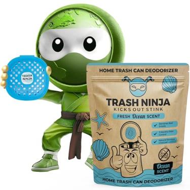 Imagem de Desodorizador de lixeira Trash Ninja – Purificador de ar aderente com carvão ativado e aroma de oceano fresco para cozinha, banheiro, geladeira, lixeira e remoção de cheiro de compactador de lixo