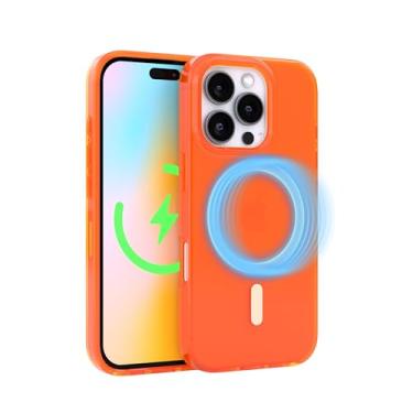 Imagem de FELONY CASE Para iPhone 16 Pro Max - Capa de telefone transparente laranja neon, compatível com MagSafe - Capas protetoras à prova de choque de 360° projetadas para Apple iPhone 16 Pro Max