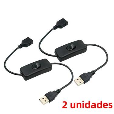 Imagem de Cabo USB Com Interruptor ON/OFF 2 Peças Extensão Durável Para Lâmpada 