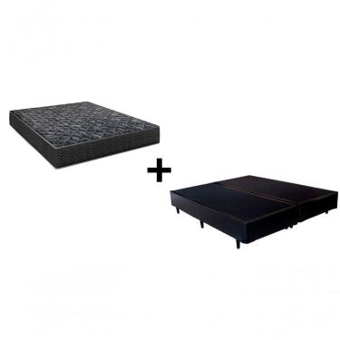 Imagem de Cama Box Casal 138 Bipartido Tecido Preto Com Colchão Lisboa Bello Box D28 Preto