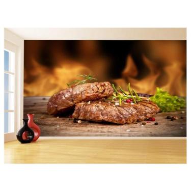Imagem de Papel De Parede Alimentos Carne Churrasco Bife 3,5M Al274 - Você Decor