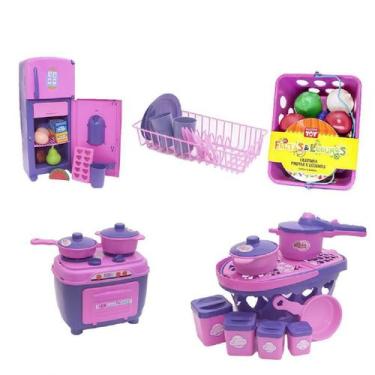 Imagem de Kit Cozinha Infantil Geladeira Fogão Panela 43 Peças - Altimar