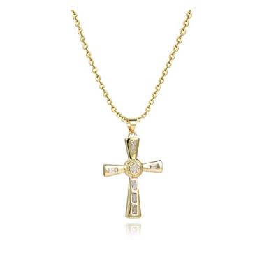 Imagem de MiiFort Colar de ouro com pingente de cruz de Jesus, colares de cruz religiosa, presente de aniversário, presente para mulheres, filha, irmã, tia, avó, neta, One Size, Metal, Sem Pedra Preciosa
