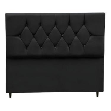 Imagem de Cabeceira Cama Box Estofada Queen 160 Cm Geovana Suede Preto