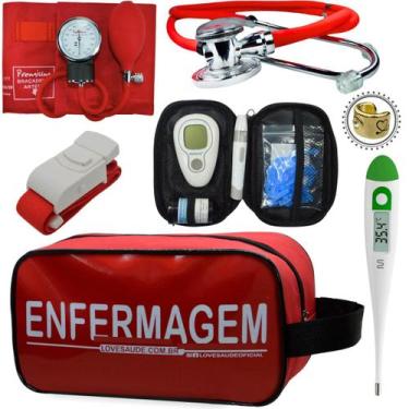 Imagem de Kit Enfermagem Esteto Com Medidor Glicose Aparelho Pressão - Love Saud
