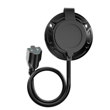 Imagem de Plugue carregador de entrada de energia em terra 15 AMP 125 V RV Plugue de porta CA com cabo de extensão integrado de 40 cm e tampa resistente à água, caixa de receptáculo de tomada elétrica RV à