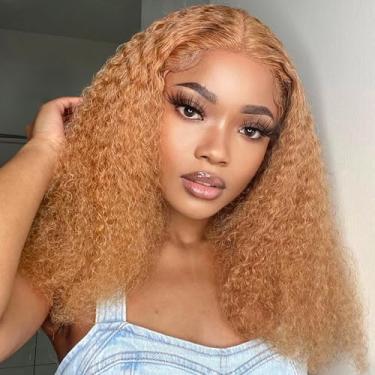 Imagem de Peruca Hihmarm Loira Mel Onda Profunda Bob Cabelo Humano 13x6 HD Lace Front Perucas de Cabelo Humano Pré-depilado Use e Use Sem Cola Peruca Frontal Profunda Encaracolada Perucas Loira Mel 16 Polegadas