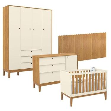 Imagem de Quarto de Bebê Unique 4 Portas com Cômoda Sapateira e Painel Farm Off 