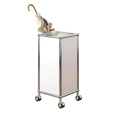 Imagem de Suporte de guarda-chuva de aço inoxidável, suporte de guarda-chuva, decoração de corredor de entrada de metal com rodas, para escritório em casa, comporta guarda-chuvas, bengalas, bengalas