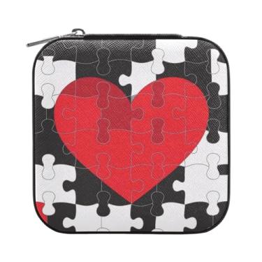 Imagem de Burbuja Caixa de joias de coração, mini estojo de joias de viagem para mulheres e meninas, organizador de joias para brincos, anéis, colares e pulseiras