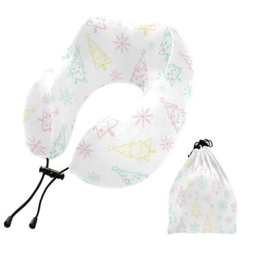 Imagem de Burbuja Almofada de pescoço de árvore de Natal para viagem, almofada de viagem de espuma viscoelástica para suporte de cabeça de carro de avião dormindo, lavável na máquina e portátil