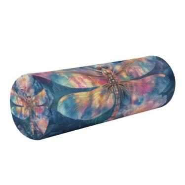 Imagem de Burbuja Travesseiro redondo de flores de libélula para alívio da dor no pescoço, almofada de viagem cervical de espuma viscoelástica com capa lavável removível para cama, cabeça e pernas traseiras