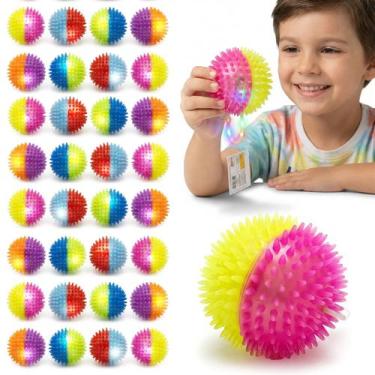 Imagem de Kit 36 Bolas Com Cravinho Luz E Apito Brinquedo Colorido Divertido Ata