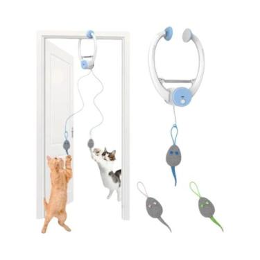 Imagem de Brinquedo Elástico Para Gatos De Pendurar Na Porta, Disco Adesivo Com 