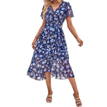 Imagem de Vestido Maxi Floral con Escote Cruzado y Falda de Volantes PRETTYGARDE