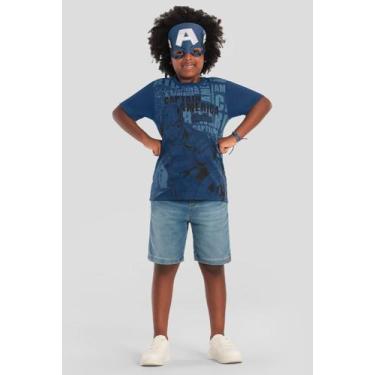 Imagem de Camiseta infantil menino dos Vingadores com máscara Brandili, 4, Azul