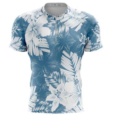 Imagem de Camiseta Ciclismo Lírio Azul Curta Dry Fit Bike Mtb - - Decole, Branco