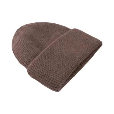 Imagem de Gorro Feminino De Inverno Em Tricô Com Pelo De Coelho, Grosso, Quente 