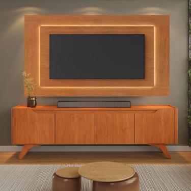 Imagem de Painel e Rack para Tv 58 Grecia 180cm em MDF MDP com Iluminação LED Off White Naturalle Mavaular Móveis
