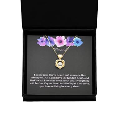 Imagem de SpreadPassion Colar de ouro com nó de coração Adore You Friend, joia de incentivo, presente para amigos, presentes de incentivo, ideias de presente de joias, presente personalizado, personalizado