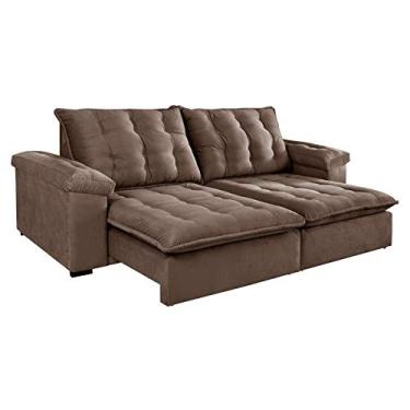 Imagem de Sofá 3 Lugares Retrátil e Reclinável Itaguaí Suede Marrom 230 cm