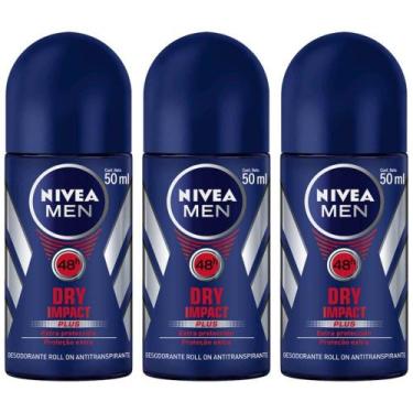 Imagem de Kit C/03 Nivea Dry Impact Desodorante Rollon Masculino 50ml