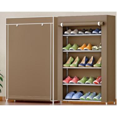 Imagem de Sapateira Armário Organizador para Sapatos Calçados e Objetos 5 Prateleiras 15 Pares - Bege