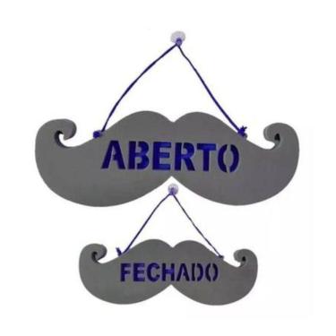 Imagem de Placa Bigode Sinalização Aberto / Fechado Neon Para Barbearia