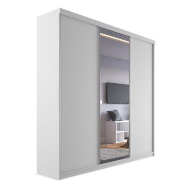 Imagem de Guarda-Roupa Casal com 1 Espelho Genebra 100% MDF 3 Portas 4 Gavetas Branco