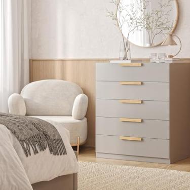 Imagem de Cômoda 5 Gavetas 80cm Jade Cabecasa Madeiramadeira Cinza Urbano