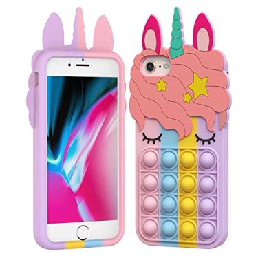 Imagem de Asgens Capa Pop Bubbles para iPhone 6/6S/7/8/SE 2020, Linda Adorável Desenho Animado Unicórnio Arco-íris Pop Capa de Telefone Macia de Silicone para Apple iPhone 6/6S/7/8/SE 2020 4,7 Polegadas