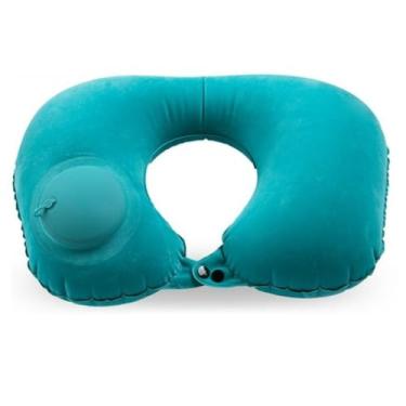 Imagem de Almofada Inflável de Pescoço para Viagem, Travesseiro Portátil e Confortável para Avião, Carro e Relaxamento (Verde)