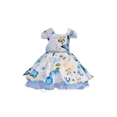 Imagem de Vestido infantil festa borboletas jardim encantado - LIG LIG, 4, Azul