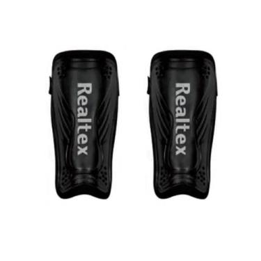 Imagem de Caneleira De Futebol Protetor Esportivo Com Suporte Realtex, Preto