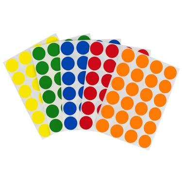 Imagem de ChromaLabel Adesivos circulares de 9,5 cm, etiquetas de pontos removíveis, adesivos coloridos redondos para artes e artesanato - 5 cores padrão, 1200 peças