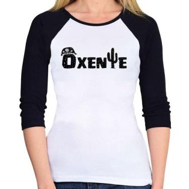 Imagem de Baby Look Raglan Ôxente Nordeste Manga 3/4 - Foca na Moda, Branco, Pre