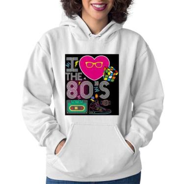 Imagem de Moletom Feminino I Love the 80's - Foca na Moda, Branco, GG