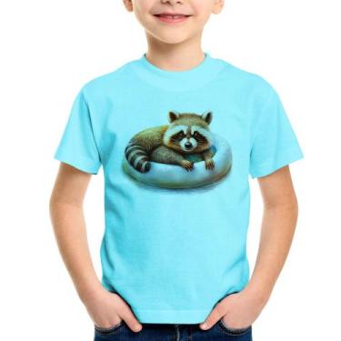 Imagem de Camiseta Infantil Panda Vermelho Relaxando Na Piscina - Foca na Moda, 