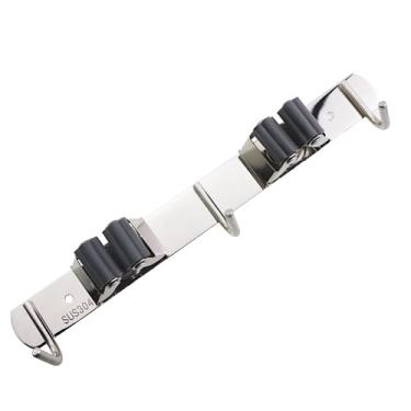 Imagem de CTWHA Suporte de esfregão multifuncional de aço inoxidável para esfregão perfurado/sem perfuração, organizador de armário de vassoura ideal para limpar e arrumar lavanderia, jardim, sala de