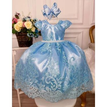 Imagem de Vestido infantil luxo festa realeza rosa azul renda 1 a 4 - LUXO KIDS,