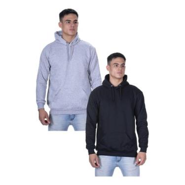 Imagem de Kit 2 Moletom Liso Masculino Blusa De Frio Casual Canguru Top - hs, Pr