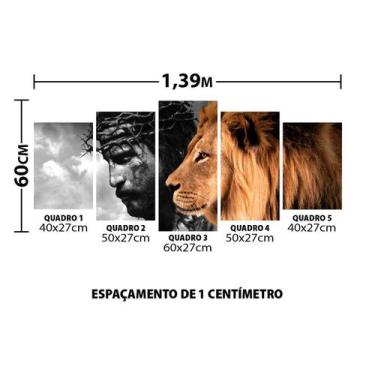 Imagem de Quadro Decorativo Leão Judá Coroa de Espinhos Moldura Branca - Inove P