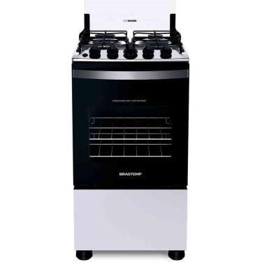 Imagem de Fogão 4 Bocas Clean Mesa De Inox 2 Prateleiras Brastemp Branco Bivolt